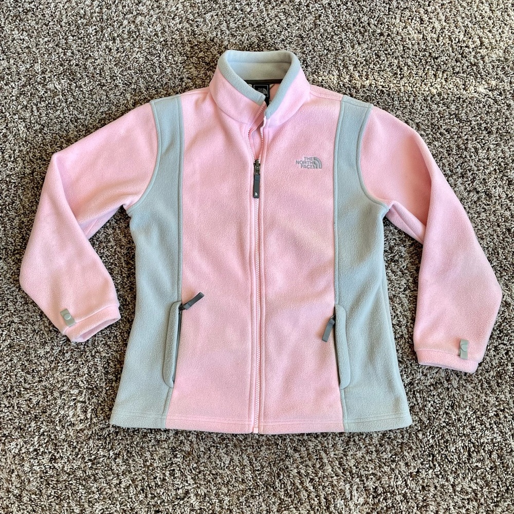 North Face Fleece Pink and Grey Jacket - Youth Large
